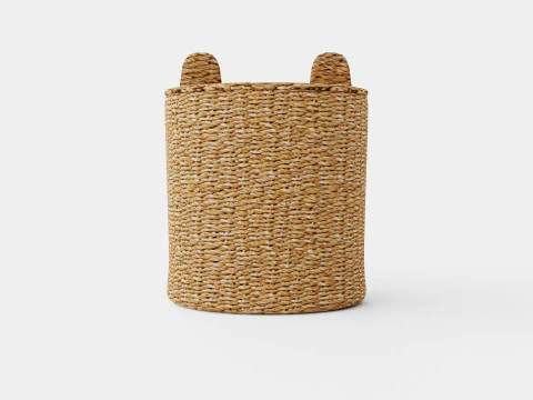 Cylinder-shaped basket made of plaited seaweed 3D Model