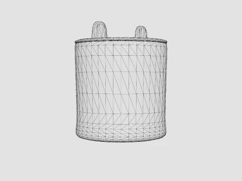Cylinder-shaped basket made of plaited seaweed 3D Model