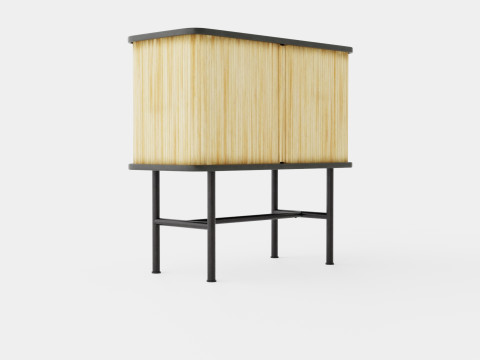 Cabinet in MDF with lacquered ash veneer 3D Model