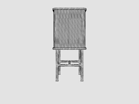 Cabinet in MDF with lacquered ash veneer 3D Model