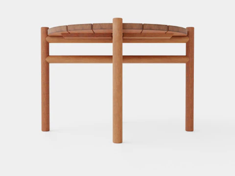 Small round table made of meranti wood 3D Model