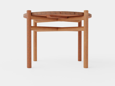Small round table made of meranti wood Modèle 3D