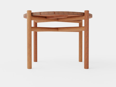 Small round table made of meranti wood Modèle 3D