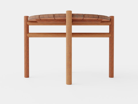 Small round table made of meranti wood Modèle 3D