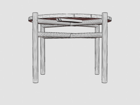 Small round table made of meranti wood Modèle 3D