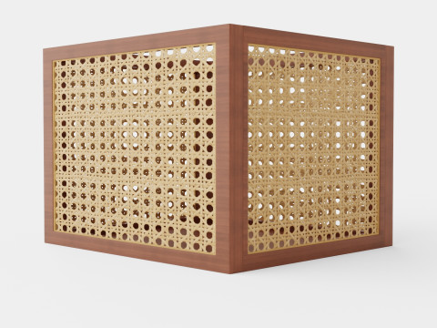 Rattan storage basket Brown 3D Model