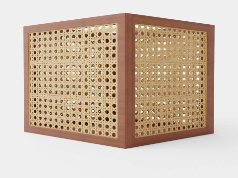 Rattan storage basket Brown 3D Model