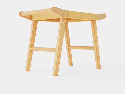 Sturdy wooden stool with a seat 3D Model