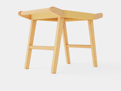 Міцний дерев'яний табурет із сидінням 3D Модель