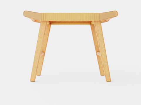 Sturdy wooden stool with a seat Modèle 3D