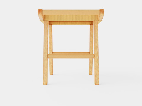Sturdy wooden stool with a seat Modèle 3D