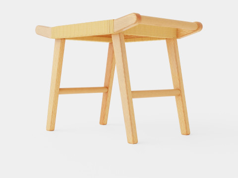 Sturdy wooden stool with a seat Modèle 3D
