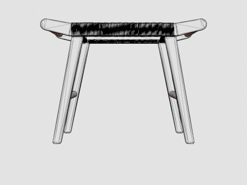 Sturdy wooden stool with a seat Modèle 3D