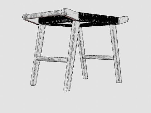 Sturdy wooden stool with a seat Modèle 3D