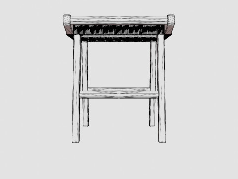 Sturdy wooden stool with a seat Modèle 3D