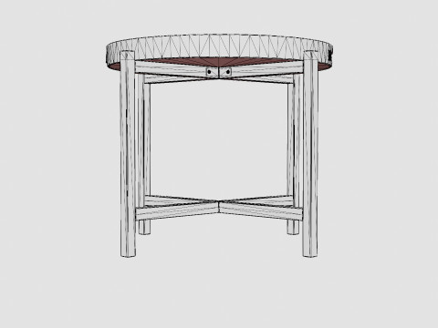 Table with a frame in meranti wood 3D Model