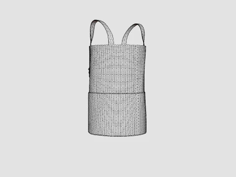 Laundry bag with a braided seagrass 3D Model