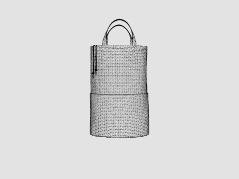Laundry bag with a braided seagrass 3D Model