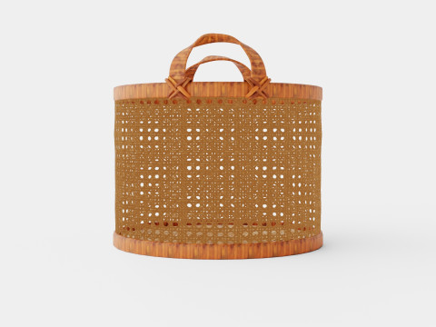 Small Rattan Basket Brown 3D Model