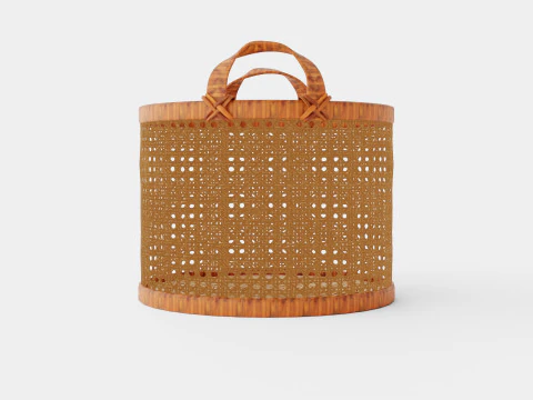 Small Rattan Basket Brown 3D Model