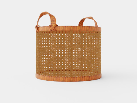 Small Rattan Basket Brown 3D Model