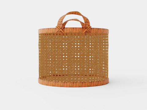 Small Rattan Basket Brown 3D Model