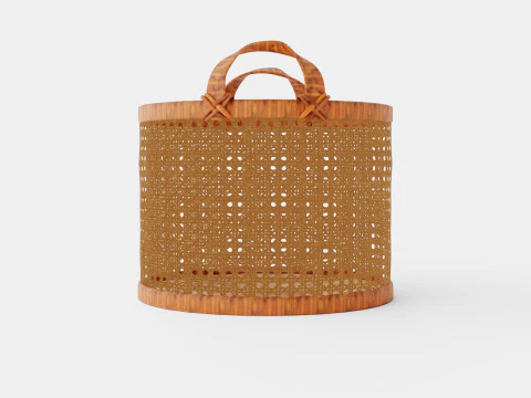 Small Rattan Basket Brown 3D Model