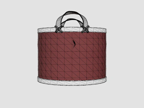 Small Rattan Basket Brown 3D Model