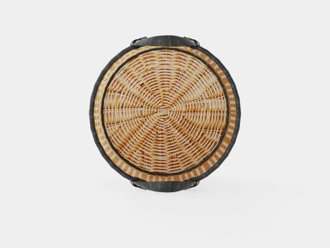 Small Rattan Basket Black 3D Model