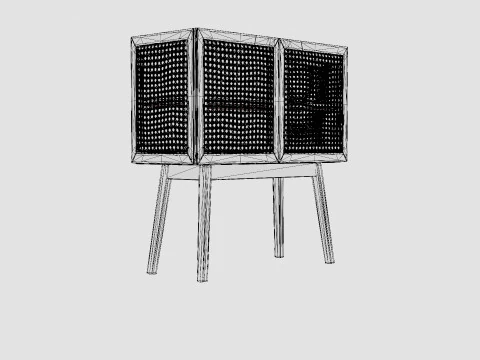 Cabinet in MDF and meranti wood 3D Model