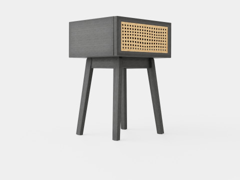 Bedside table in meranti wood and MDF 3D Model