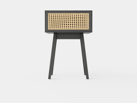 Bedside table in meranti wood and MDF 3D Model