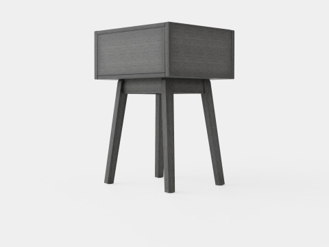 Bedside table in meranti wood and MDF 3D Model