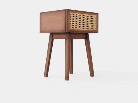 Bedside table in meranti wood and MDF 3D Model