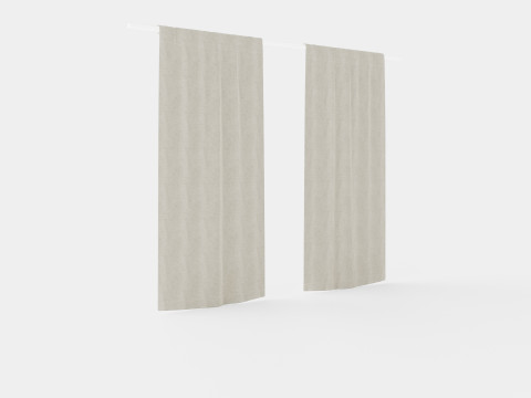 Curtain Length Light Gray Beige 3D Model