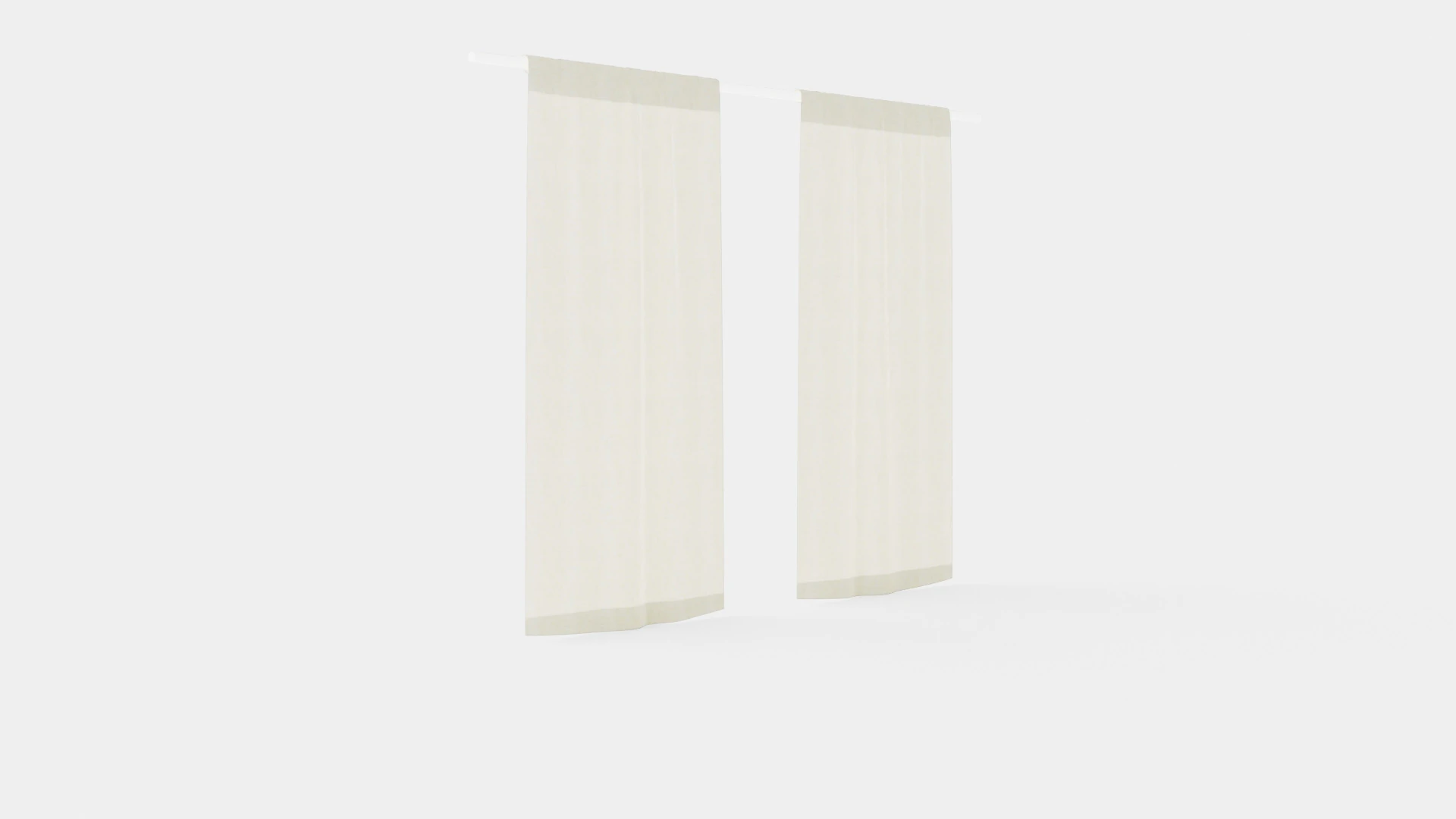 Curtain Length Natural White 3D Model .c4d .max .obj .3ds .fbx .stl .blend 