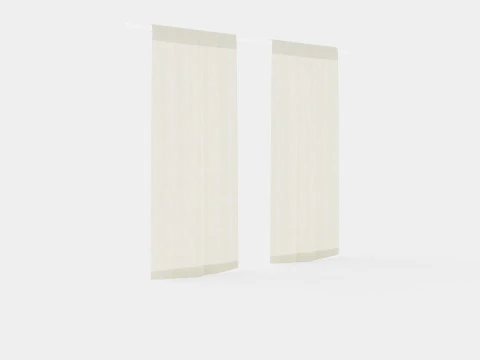 पर्दे की लंबाई प्राकृतिक सफेद 3D मॉडल