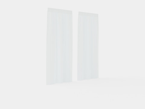 Multi-band Length in Linen White Curtains 3D मॉडल