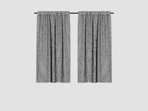 Multi-band Length in Linen White Curtains 3D Model