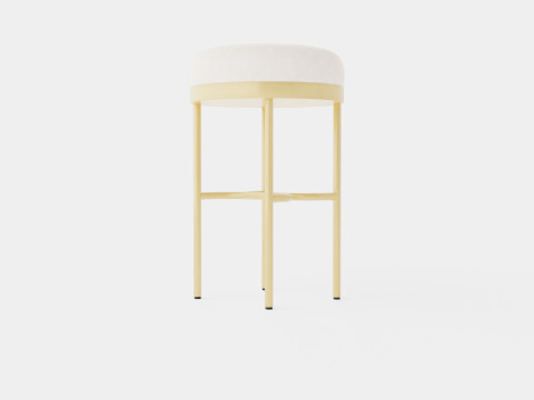 Round high stool in metal with a padded cushion in velvet 3D Model