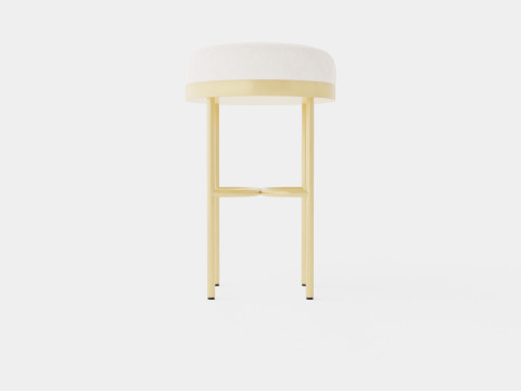 Round high stool in metal with a padded cushion in velvet 3D 모델