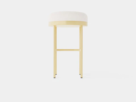 Round high stool in metal with a padded cushion in velvet 3D Model