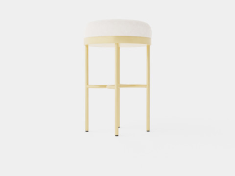 Round high stool in metal with a padded cushion in velvet 3D 모델