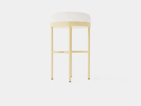 Round high stool in metal with a padded cushion in velvet 3D Model