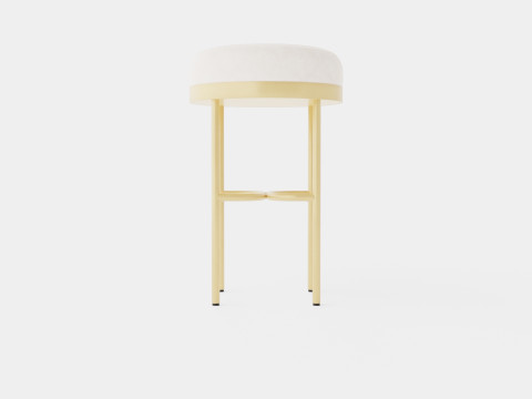 Round high stool in metal with a padded cushion in velvet 3D 모델