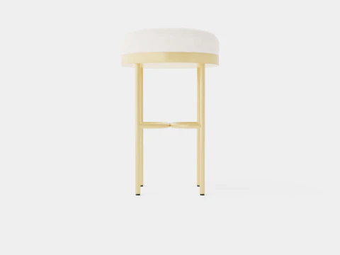 Round high stool in metal with a padded cushion in velvet 3D Model