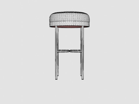 Round high stool in metal with a padded cushion in velvet 3D 모델