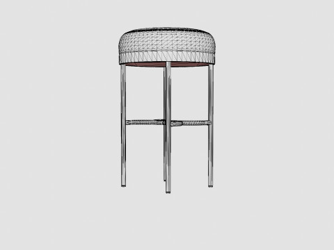 Round high stool in metal with a padded cushion in velvet 3D 모델