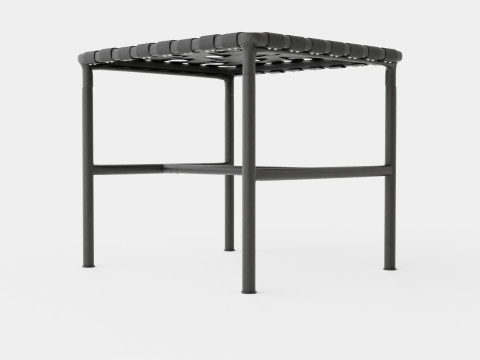 Stool with a painted metal frame and braided leather seat 3D 模型