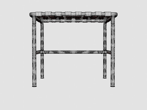 Stool with a painted metal frame and braided leather seat 3D 模型